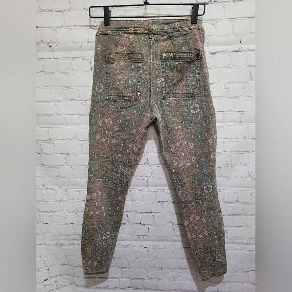 Anthropologie Size 27 Patterned‎ Skinny Pants Green Blue Brown Stretchy - Picture 5 of 5